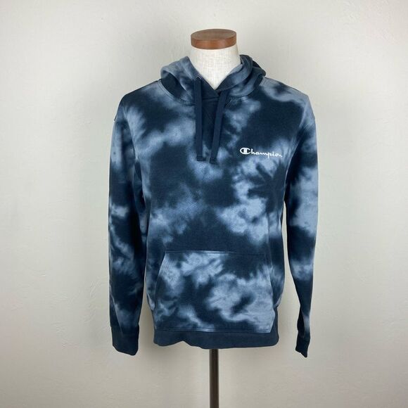 Champion Tops - Champion Terry Blue Tie-Dye Hoodie Sweatshirt